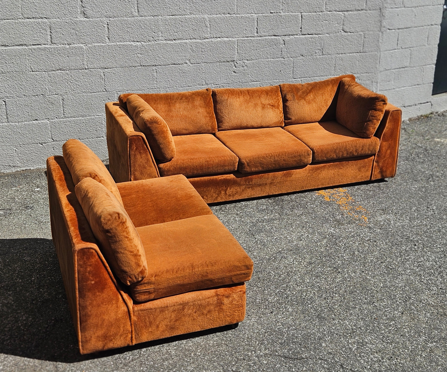 Burnt Orange Velvet Sectional