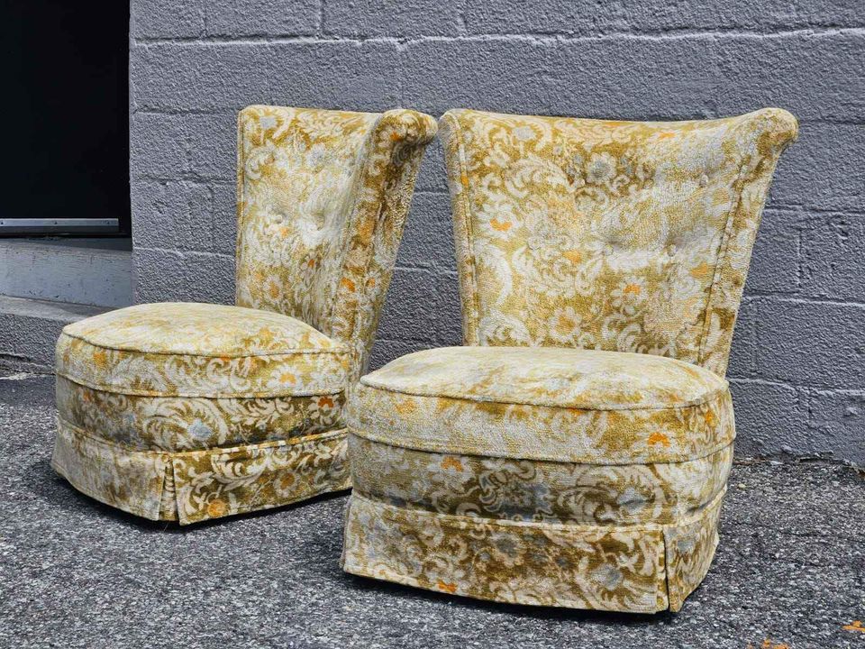 Vintage floral slipper chairs