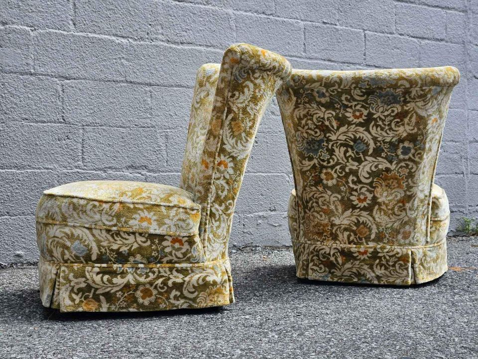 Vintage floral slipper chairs