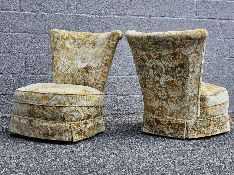 Vintage floral slipper chairs