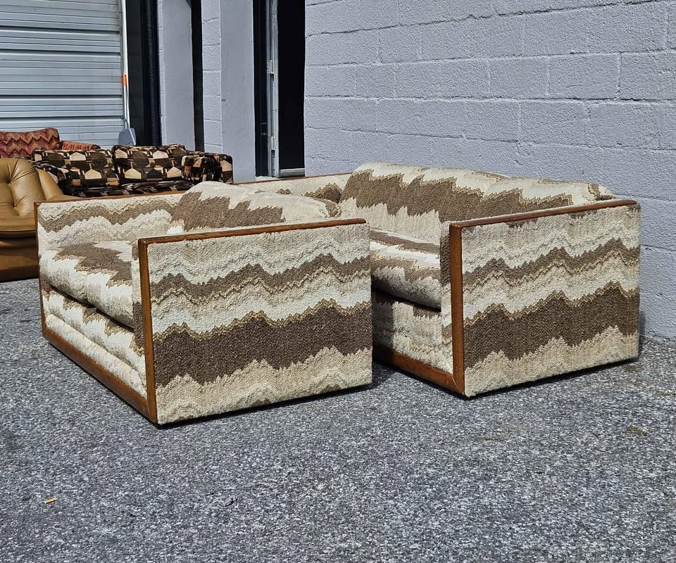 Vintage Wood Trim Sofa Set