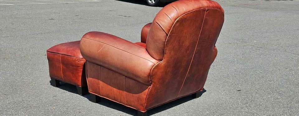 Leather Arhaus Club Chair & Ottoman