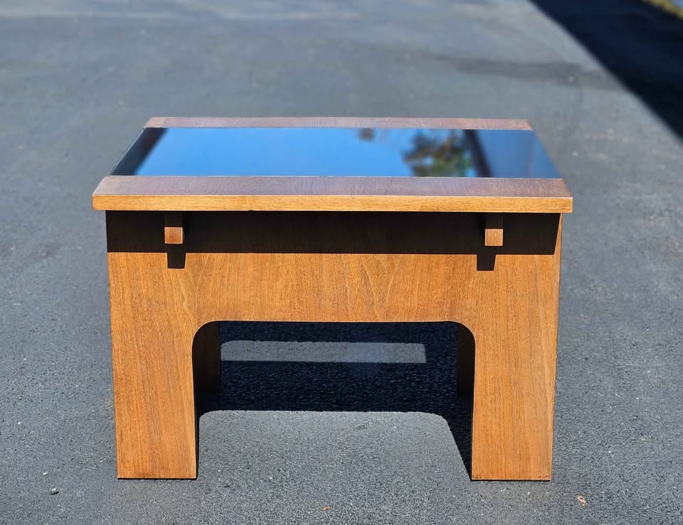 Vintage Lane Wood & Smoked Glass Side Table