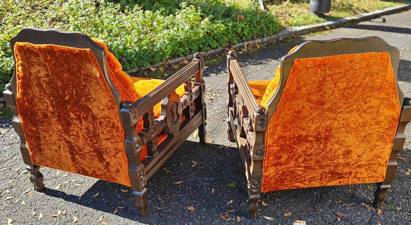 Mid Century Crushed Velvet Club Chair (Pair)