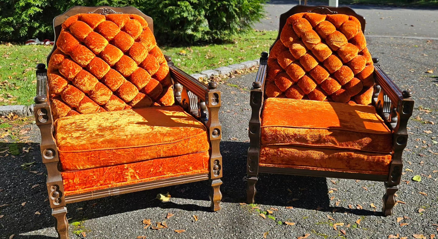 Mid Century Crushed Velvet Club Chair (Pair)