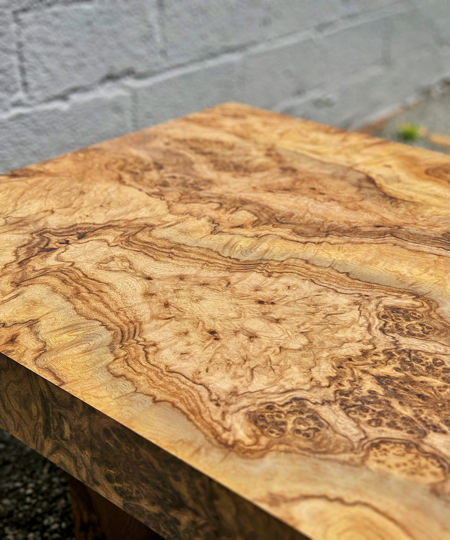 1970's Burlwood Pedestal Table