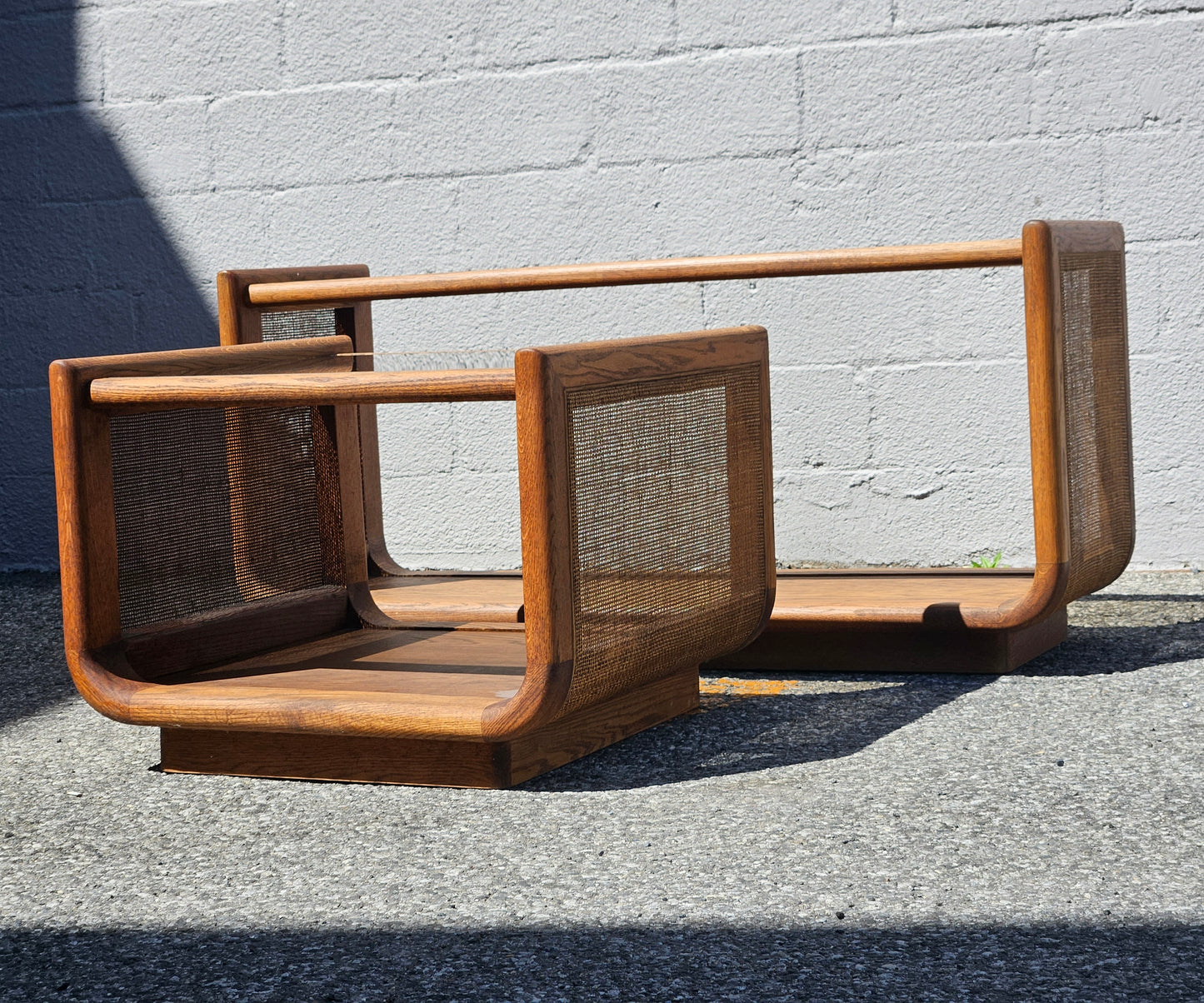 Oak & Rattan Table Set