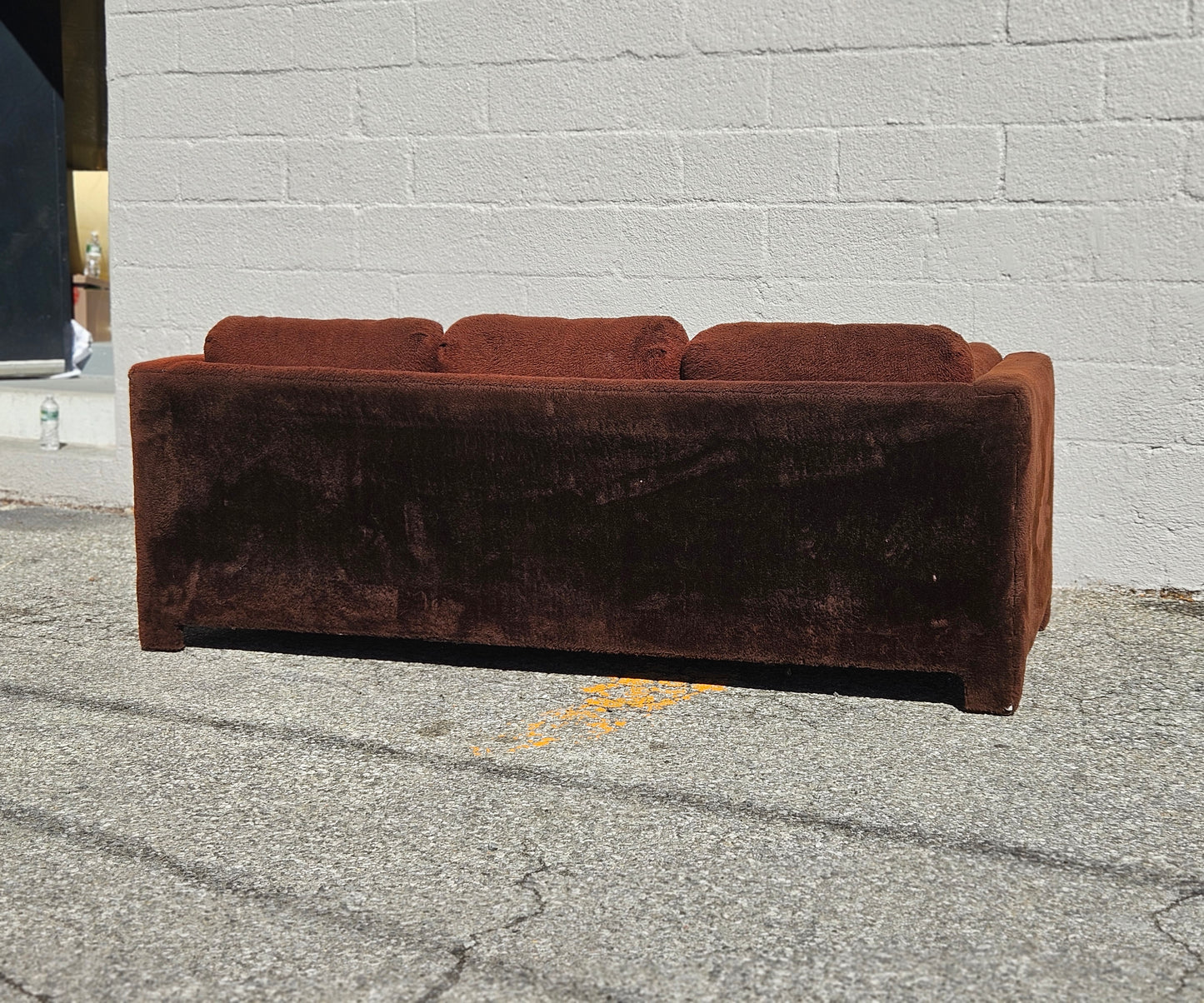 Brown Shag Tuxedo Sofa