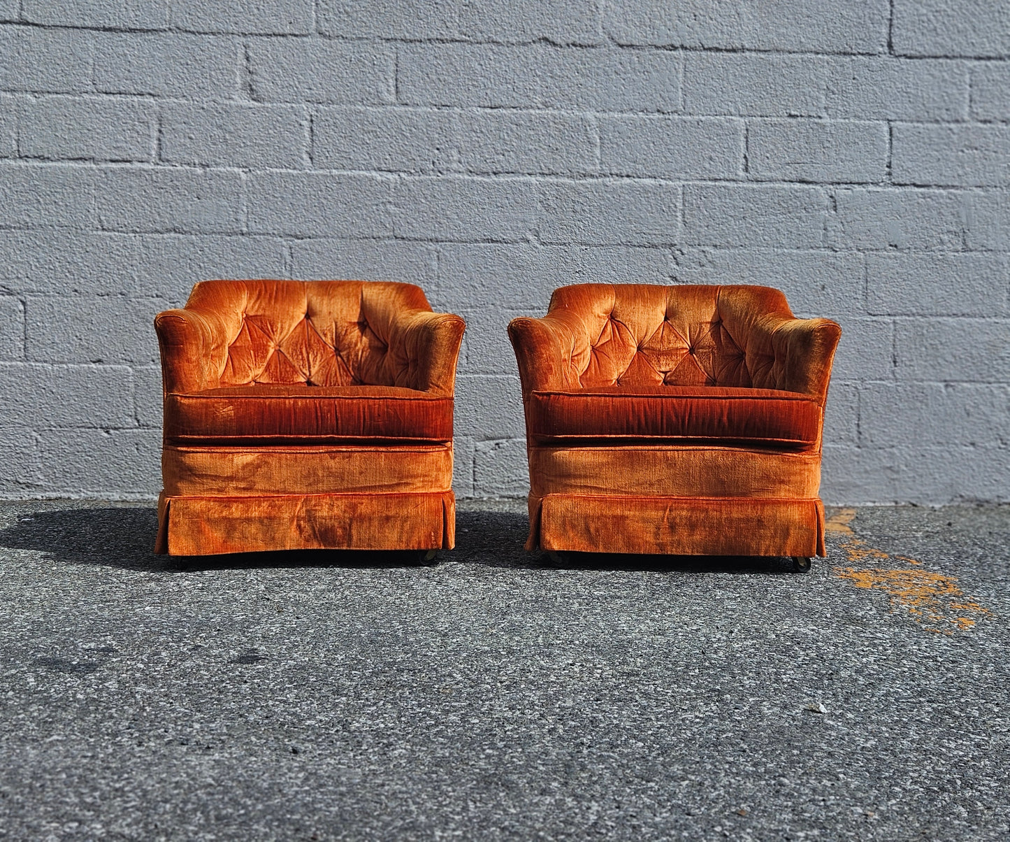 Orange Velvet Accent Chairs
