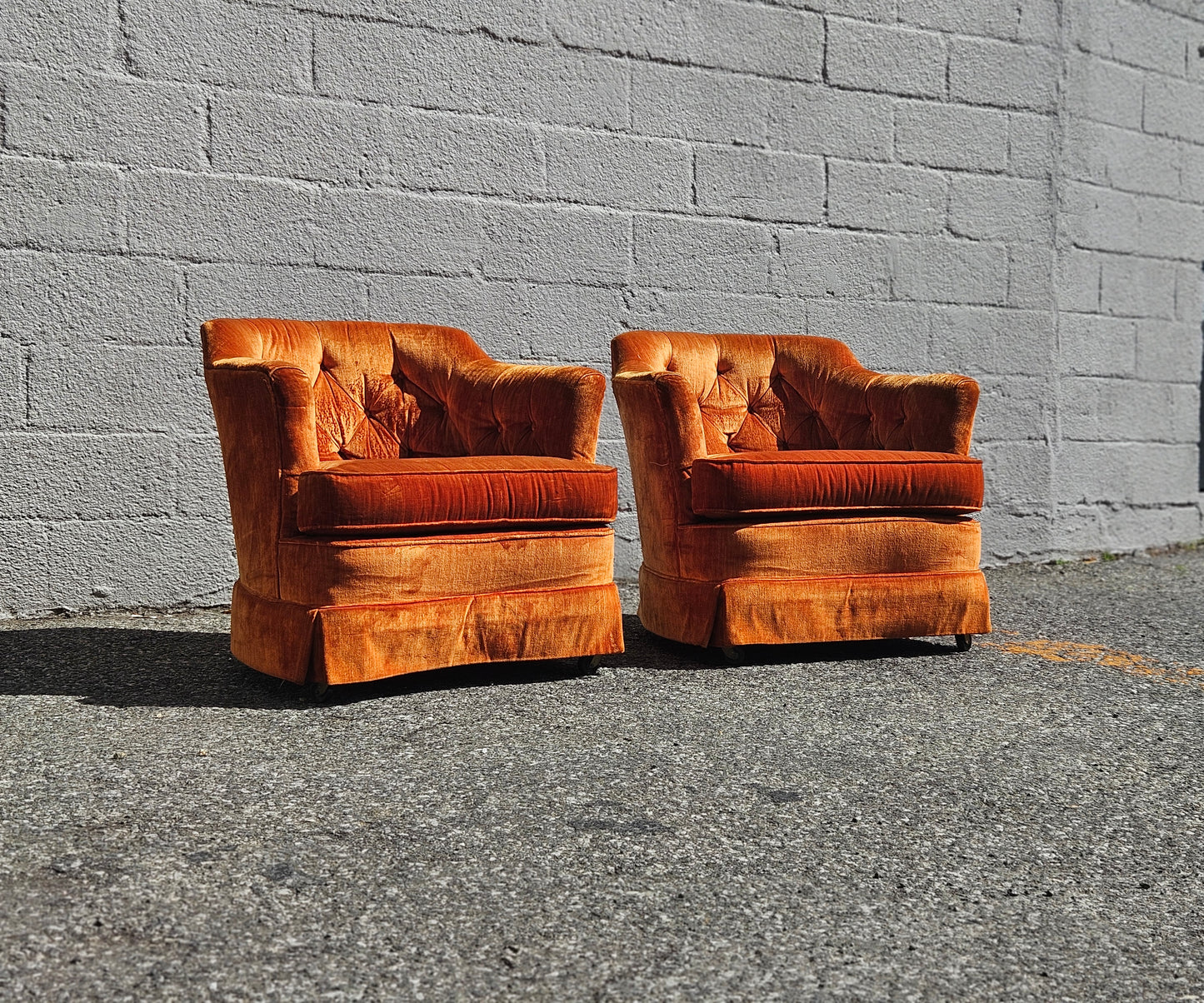 Orange Velvet Accent Chairs