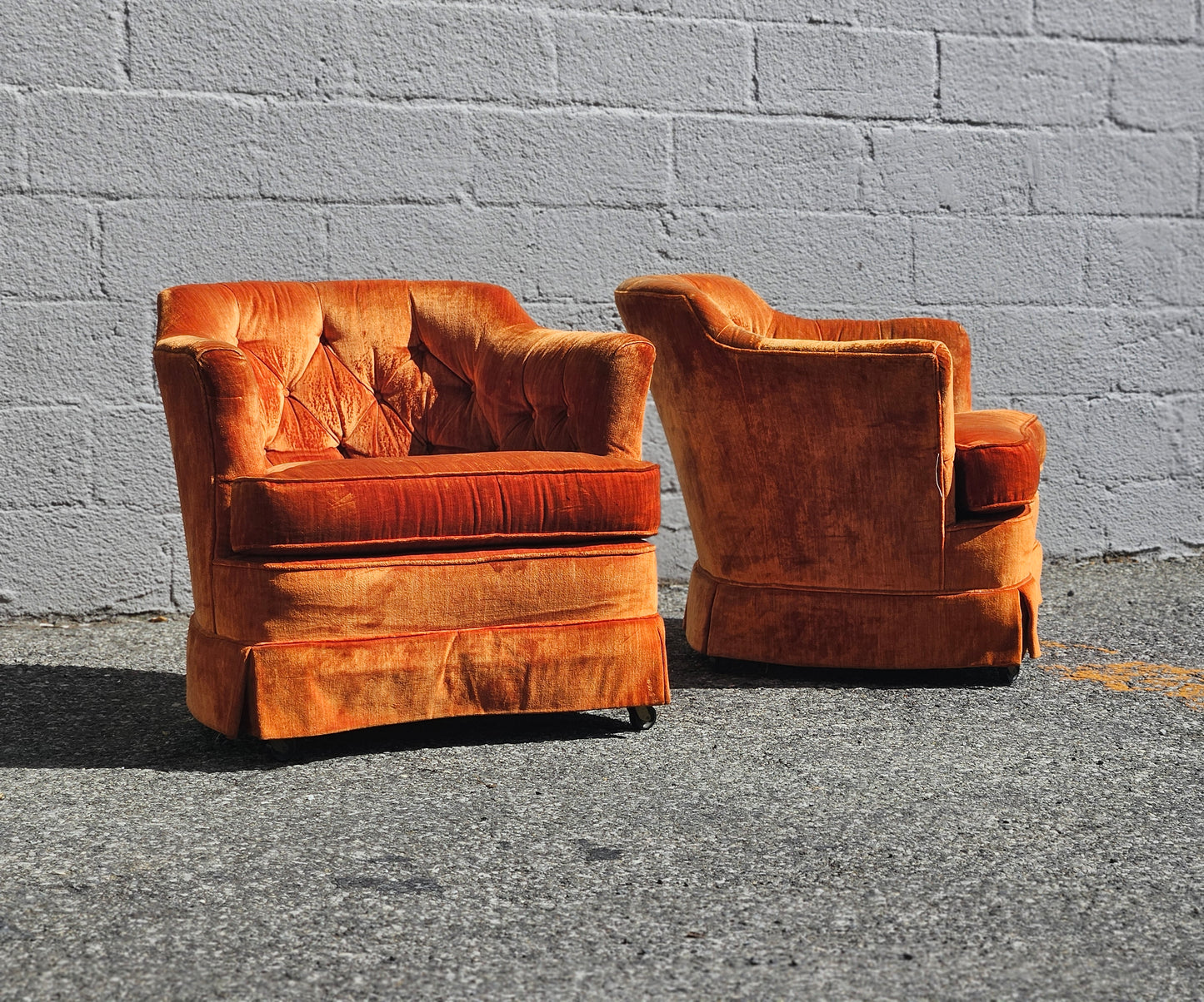 Orange Velvet Accent Chairs
