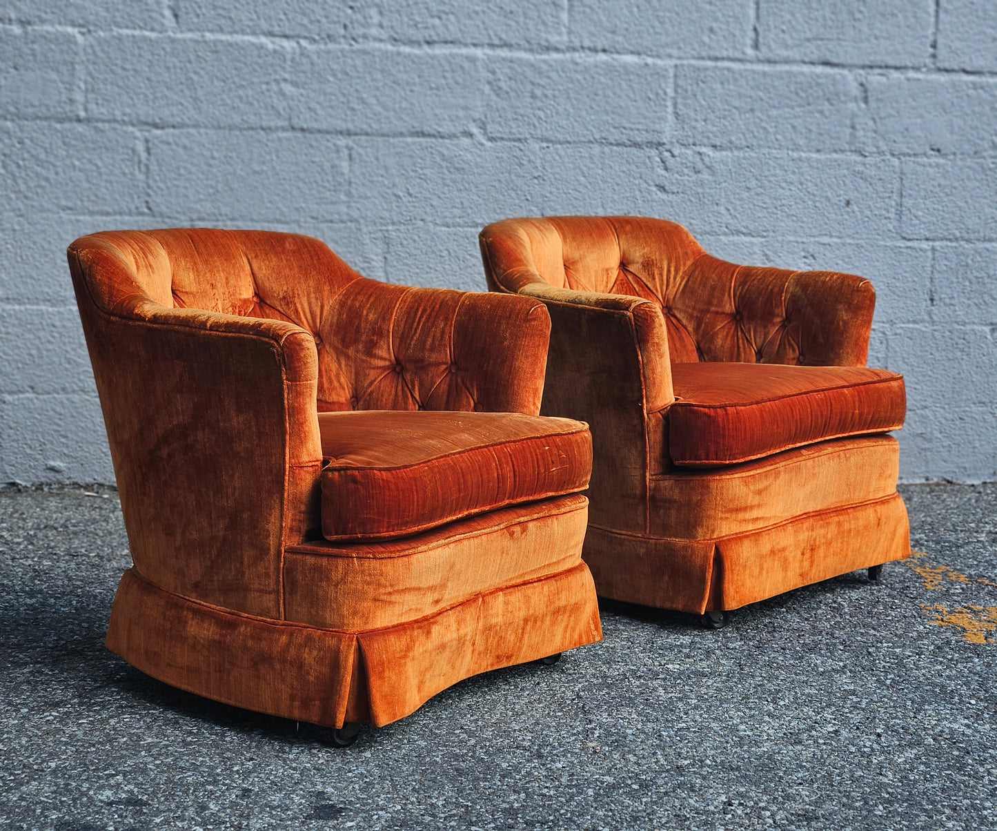Orange Velvet Accent Chairs