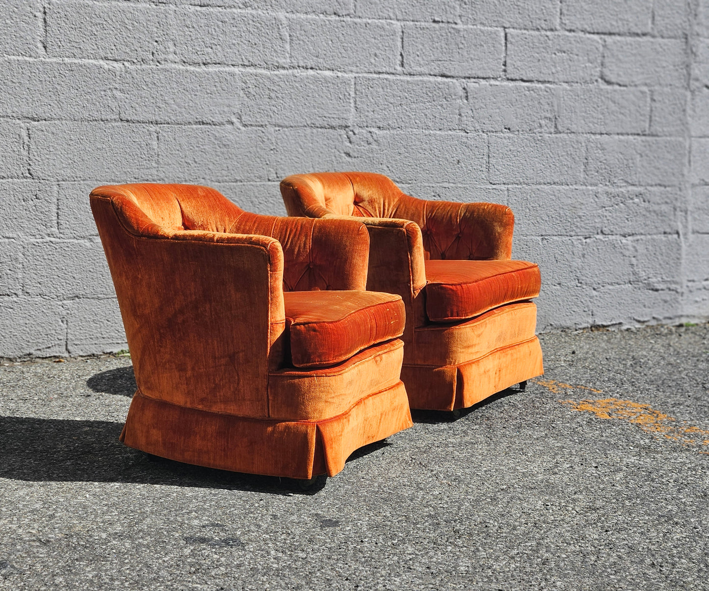 Orange Velvet Accent Chairs