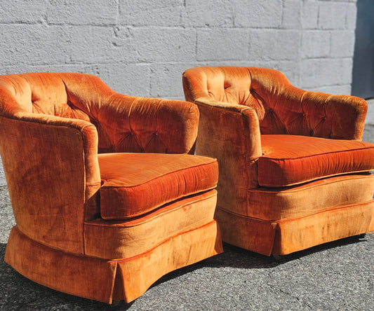 Orange Velvet Accent Chairs