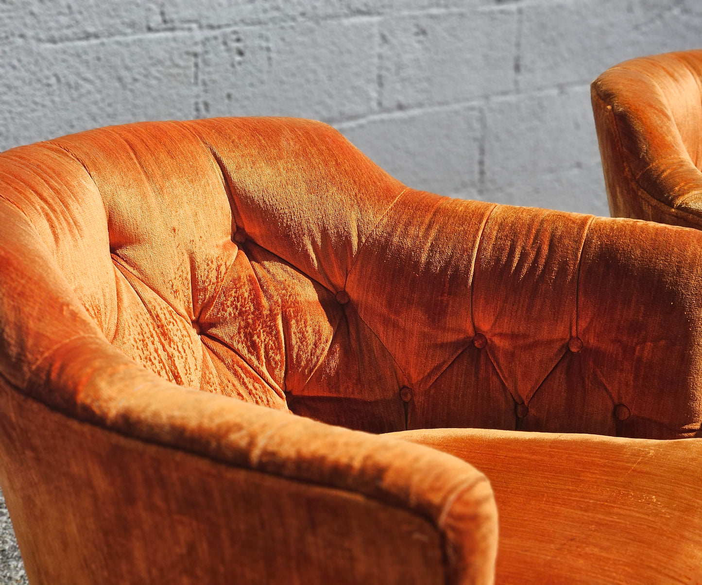 Orange Velvet Accent Chairs