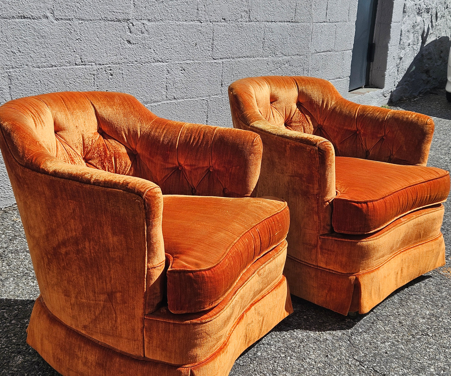 Orange Velvet Accent Chairs
