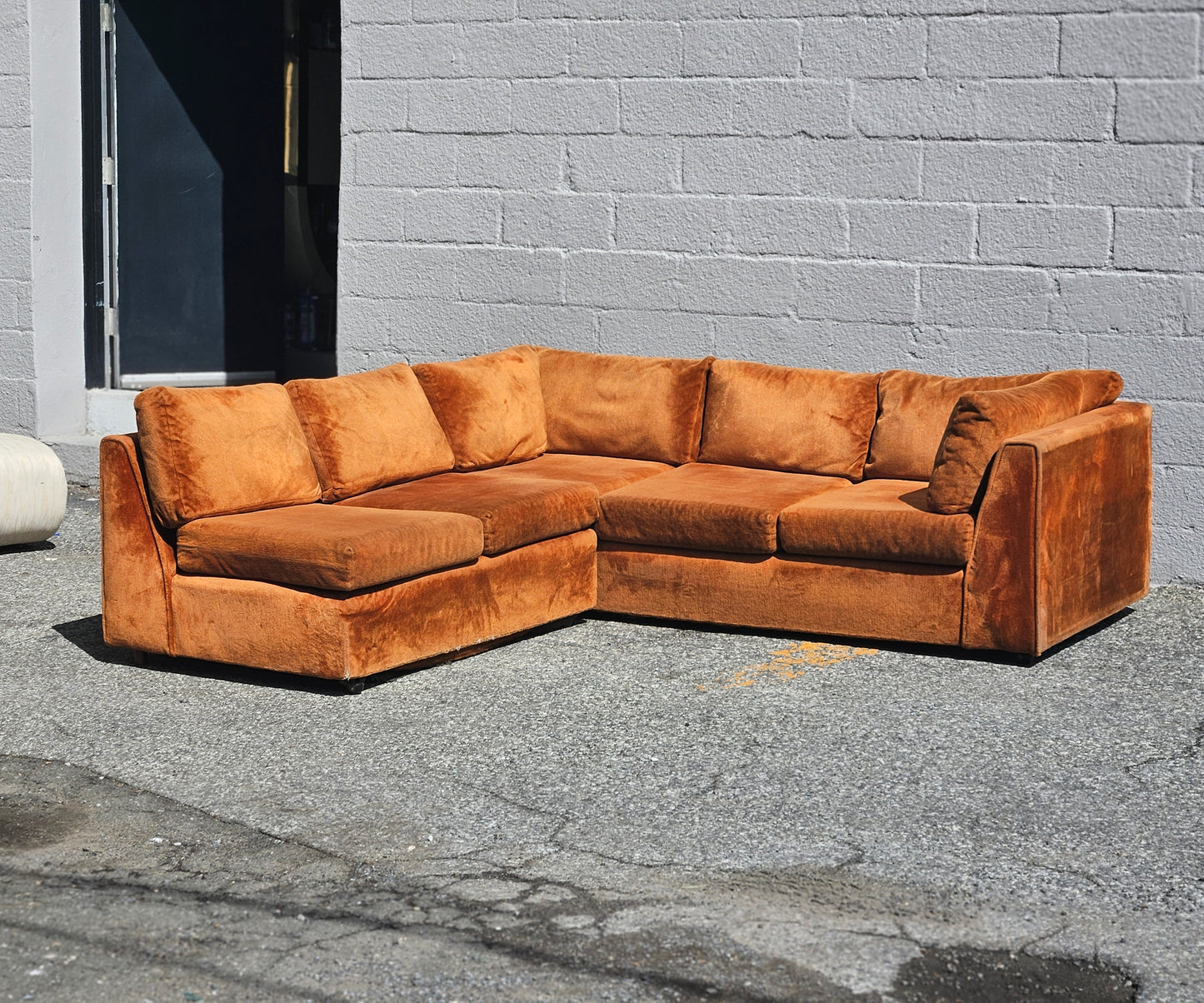 Burnt Orange Velvet Sectional