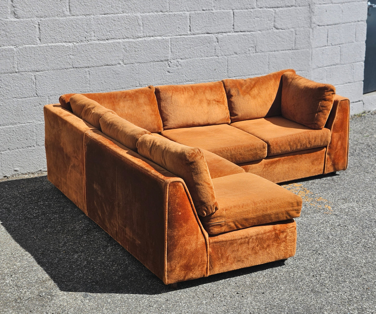 Burnt Orange Velvet Sectional