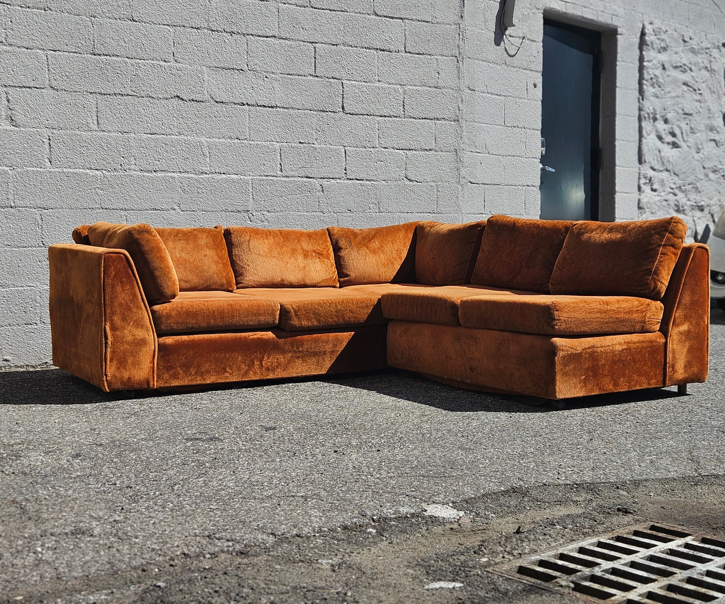 Burnt Orange Velvet Sectional