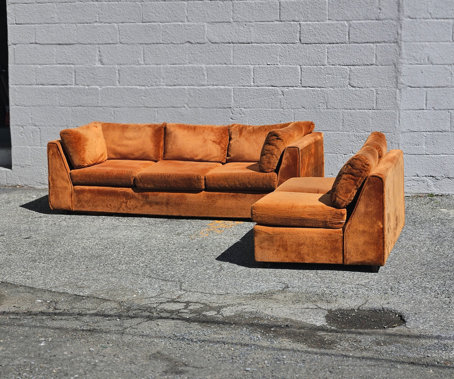 Burnt Orange Velvet Sectional