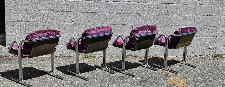 Jerry Johnson Mid Century Chrome Arcadia Sling Lounge Chairs