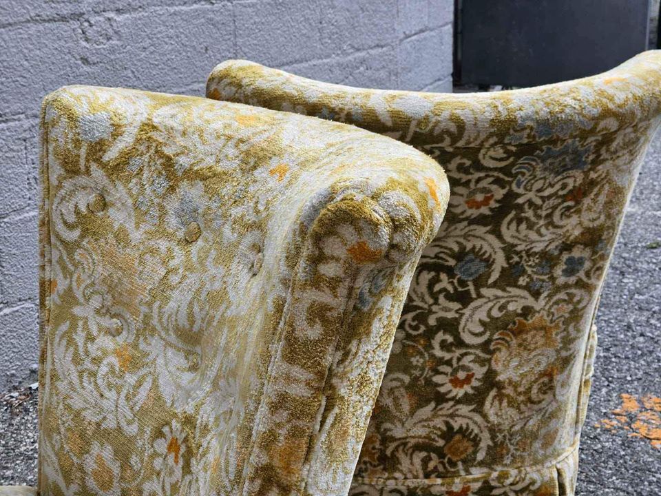 Vintage floral slipper chairs