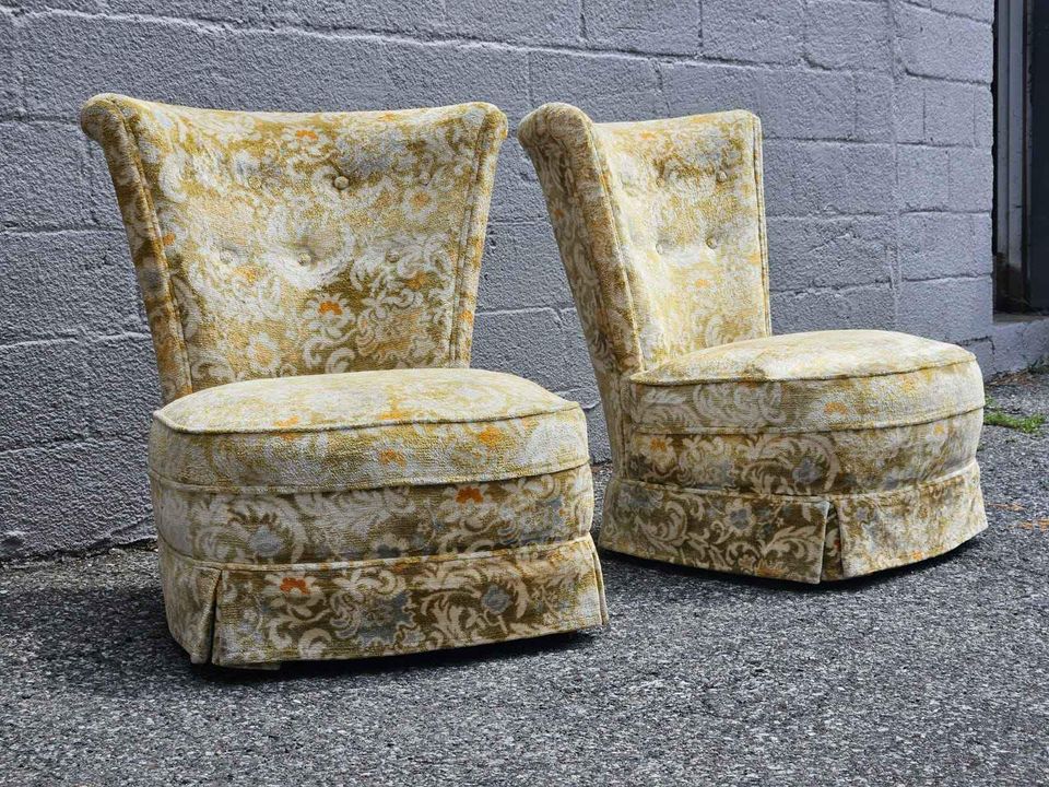Vintage floral slipper chairs