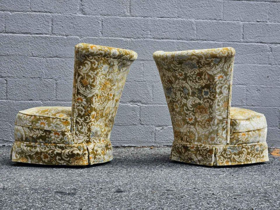 Vintage floral slipper chairs