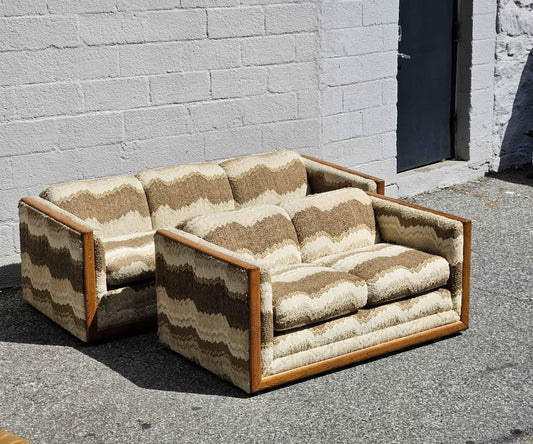 Vintage Wood Trim Sofa Set