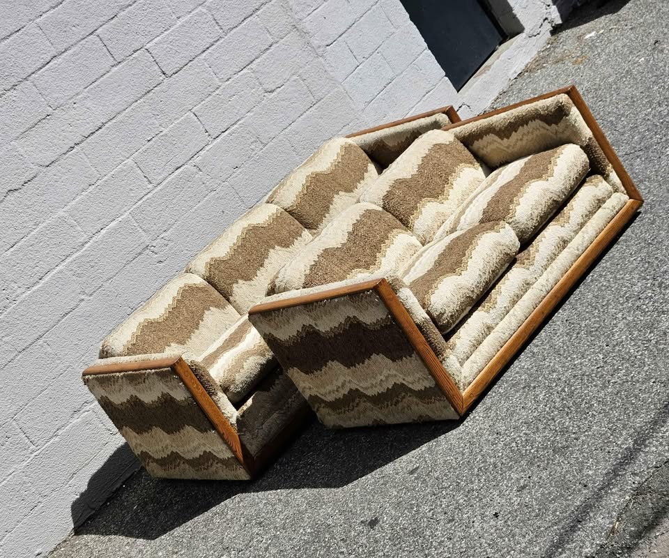 Vintage Wood Trim Sofa Set