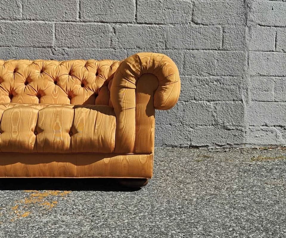 Orange Silk Chesterfield Sofa