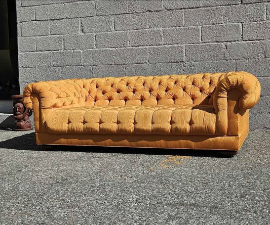 Orange Silk Chesterfield Sofa