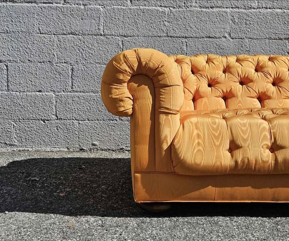 Orange Silk Chesterfield Sofa