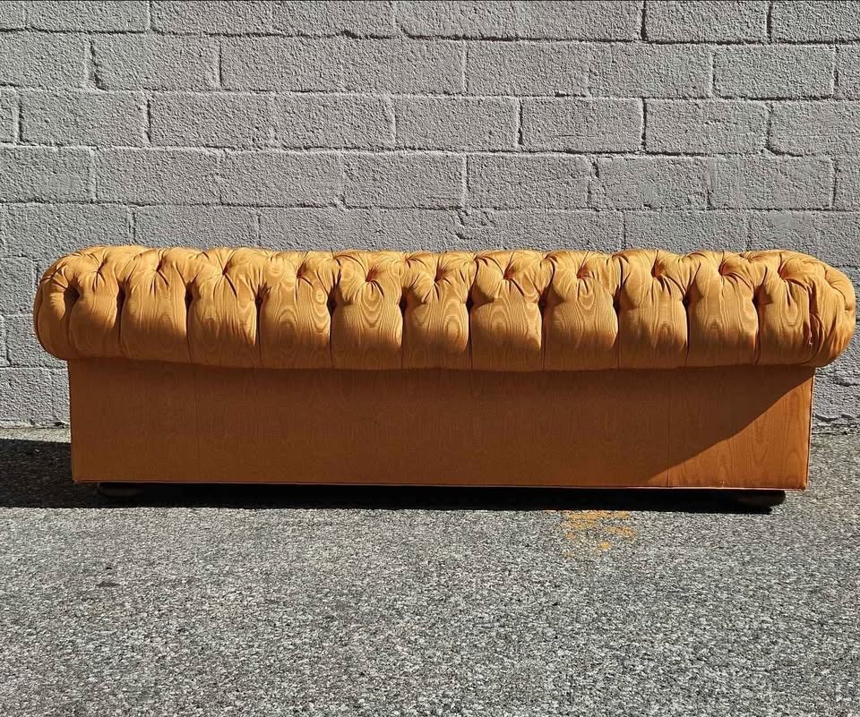Orange Silk Chesterfield Sofa