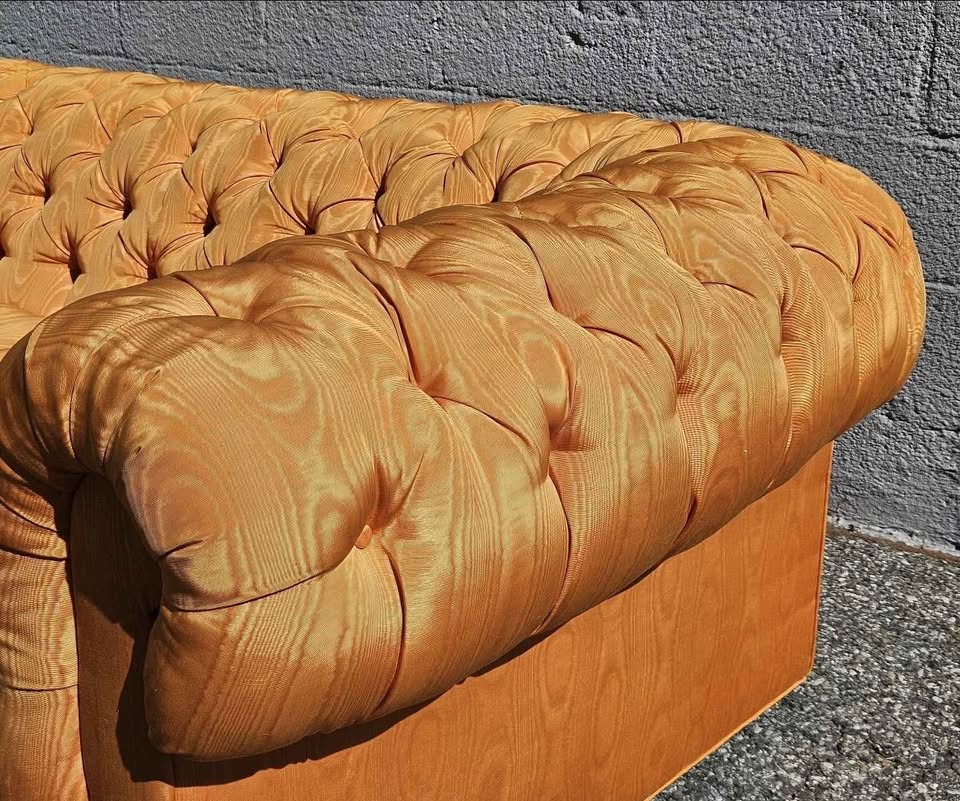 Orange Silk Chesterfield Sofa