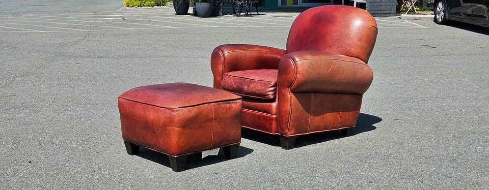 Leather Arhaus Club Chair & Ottoman