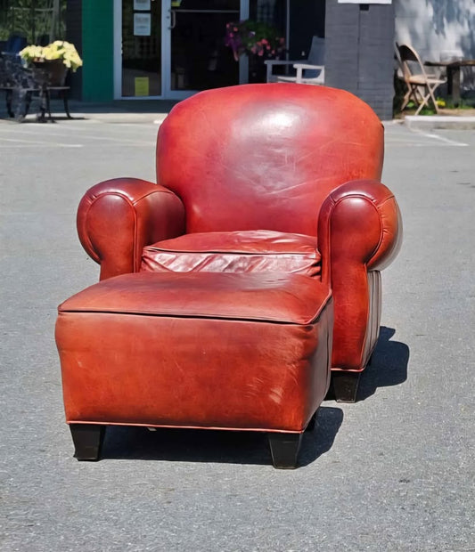 Leather Arhaus Club Chair & Ottoman