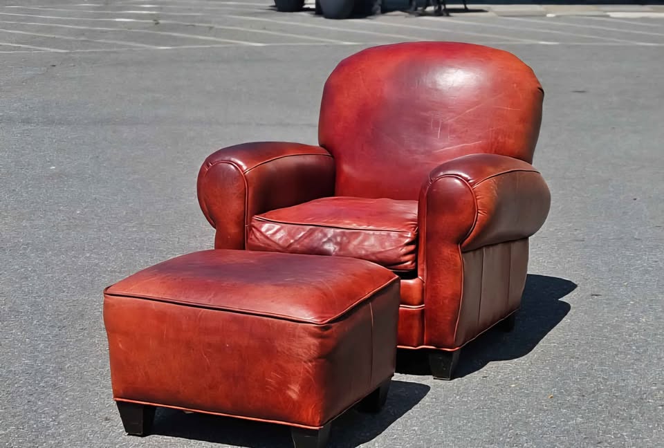 Leather Arhaus Club Chair & Ottoman