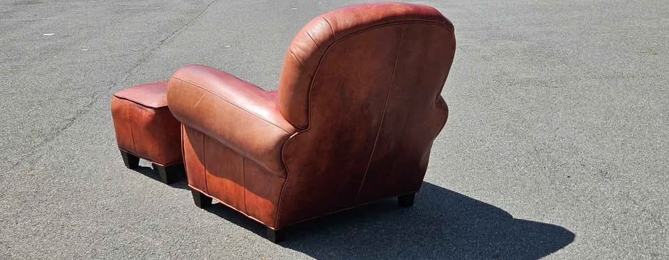 Leather Arhaus Club Chair & Ottoman