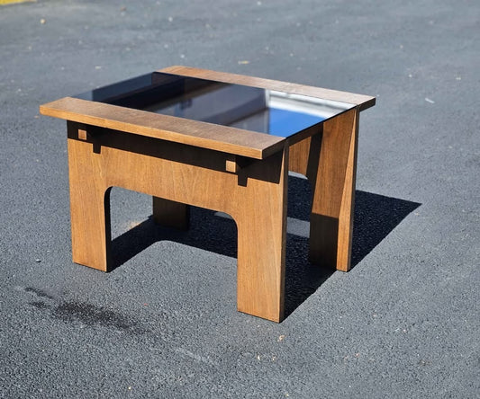 Vintage Lane Wood & Smoked Glass Side Table