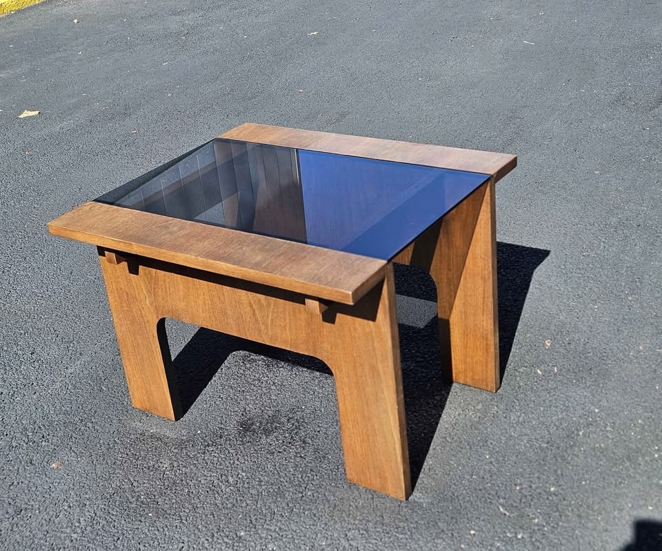 Vintage Lane Wood & Smoked Glass Side Table