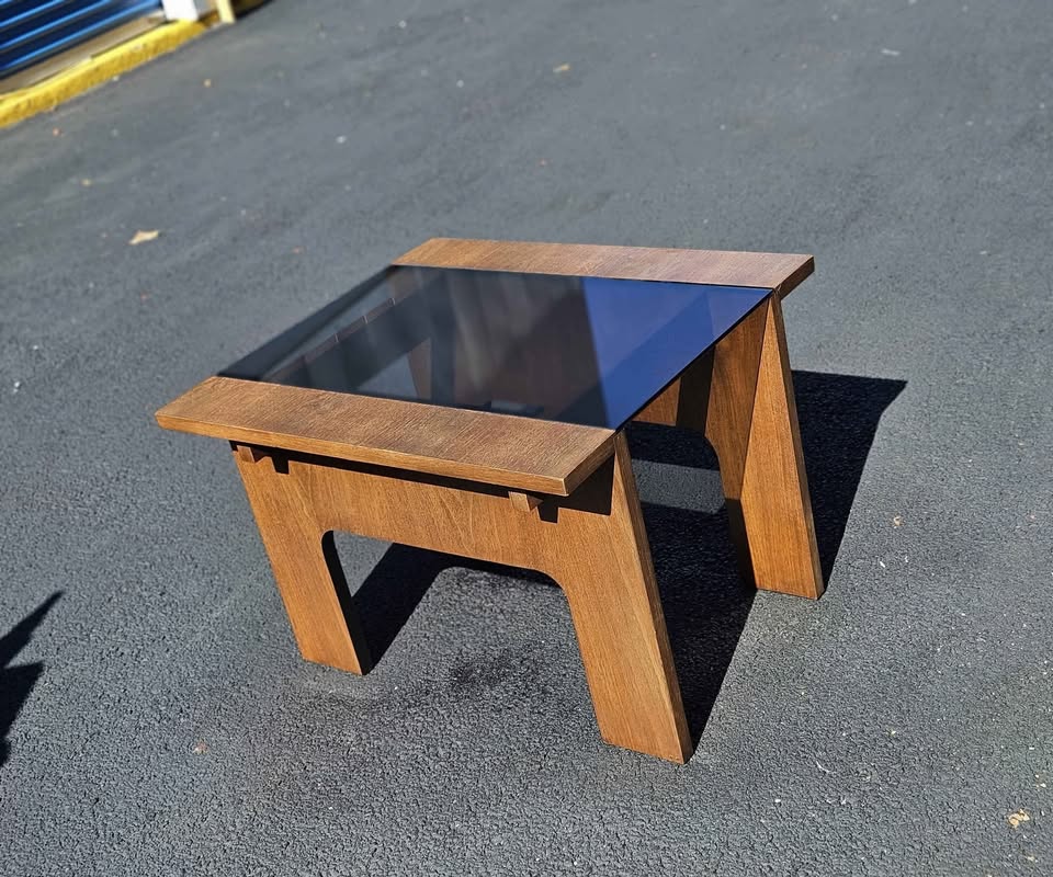 Vintage Lane Wood & Smoked Glass Side Table