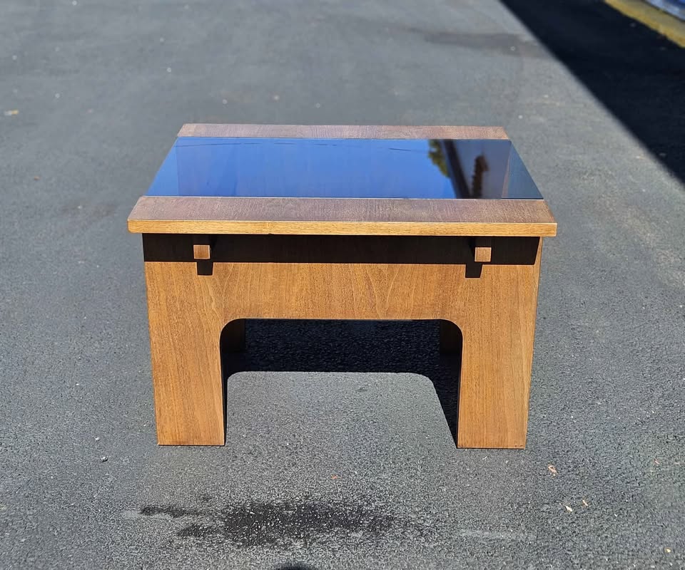 Vintage Lane Wood & Smoked Glass Side Table