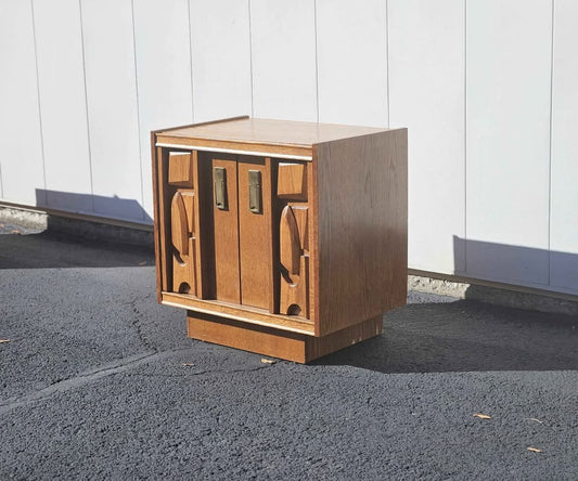 Mid-Century Tiki Brutalist Nightstand