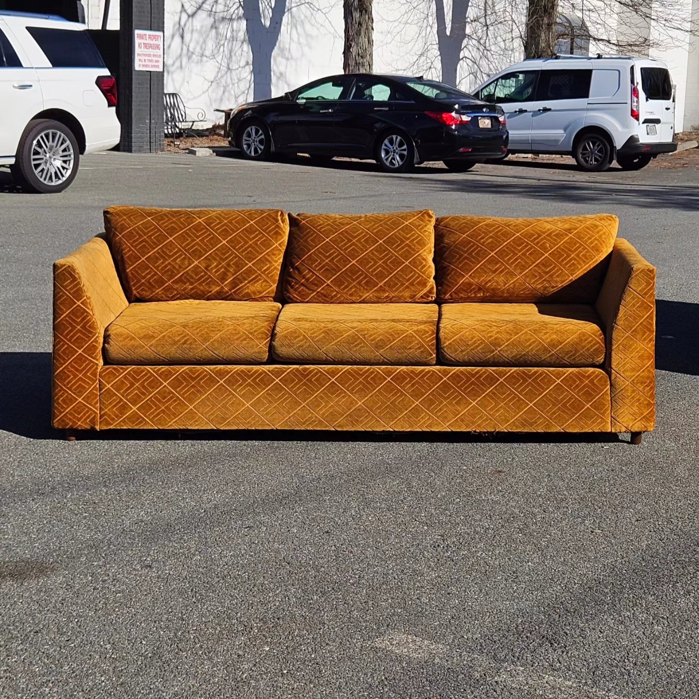 Burnt Orange Velvet Sofa