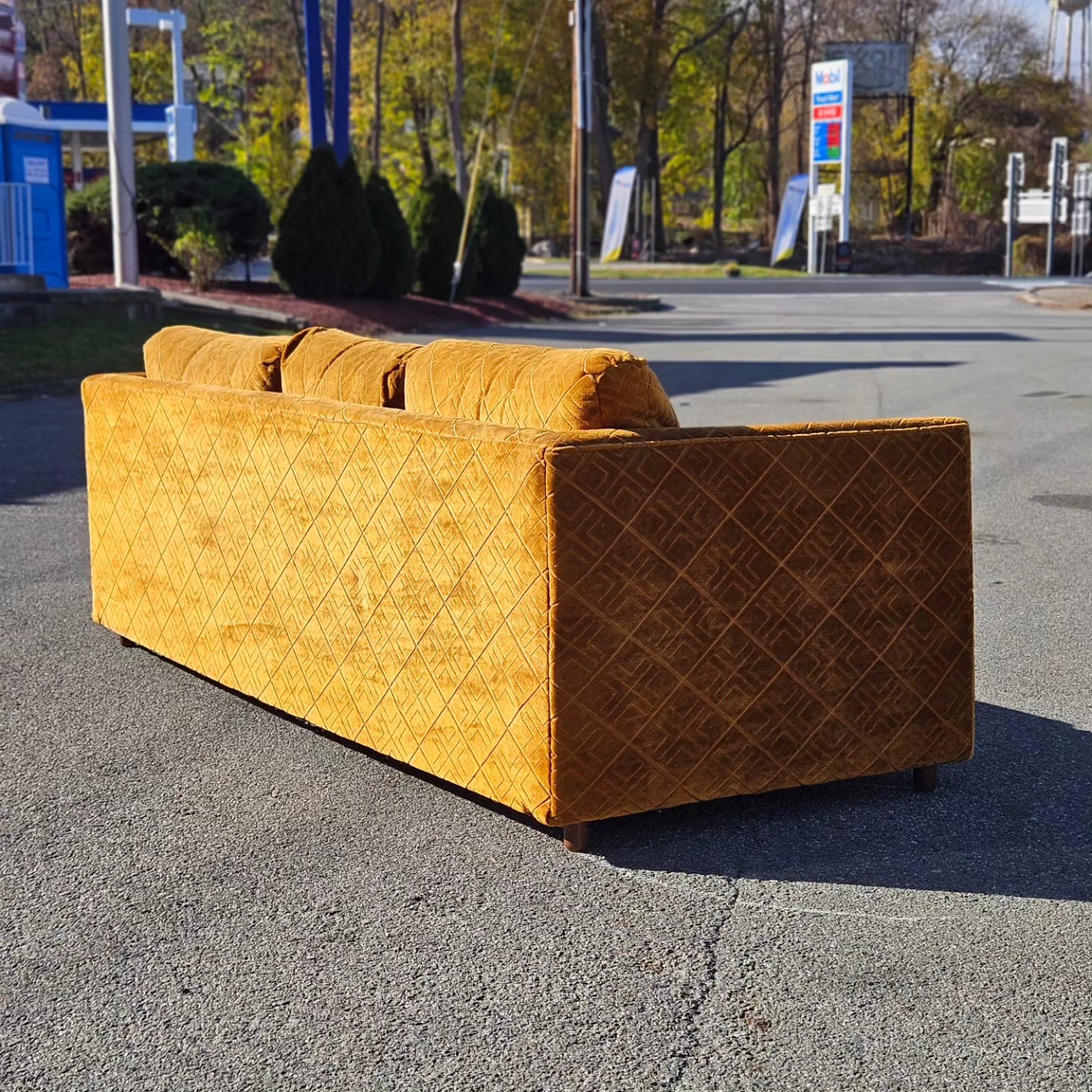Burnt Orange Velvet Sofa