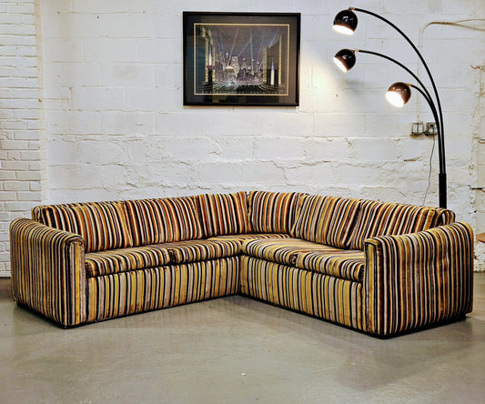 Vintage Velvet Striped 2 Piece Sectional Sofa