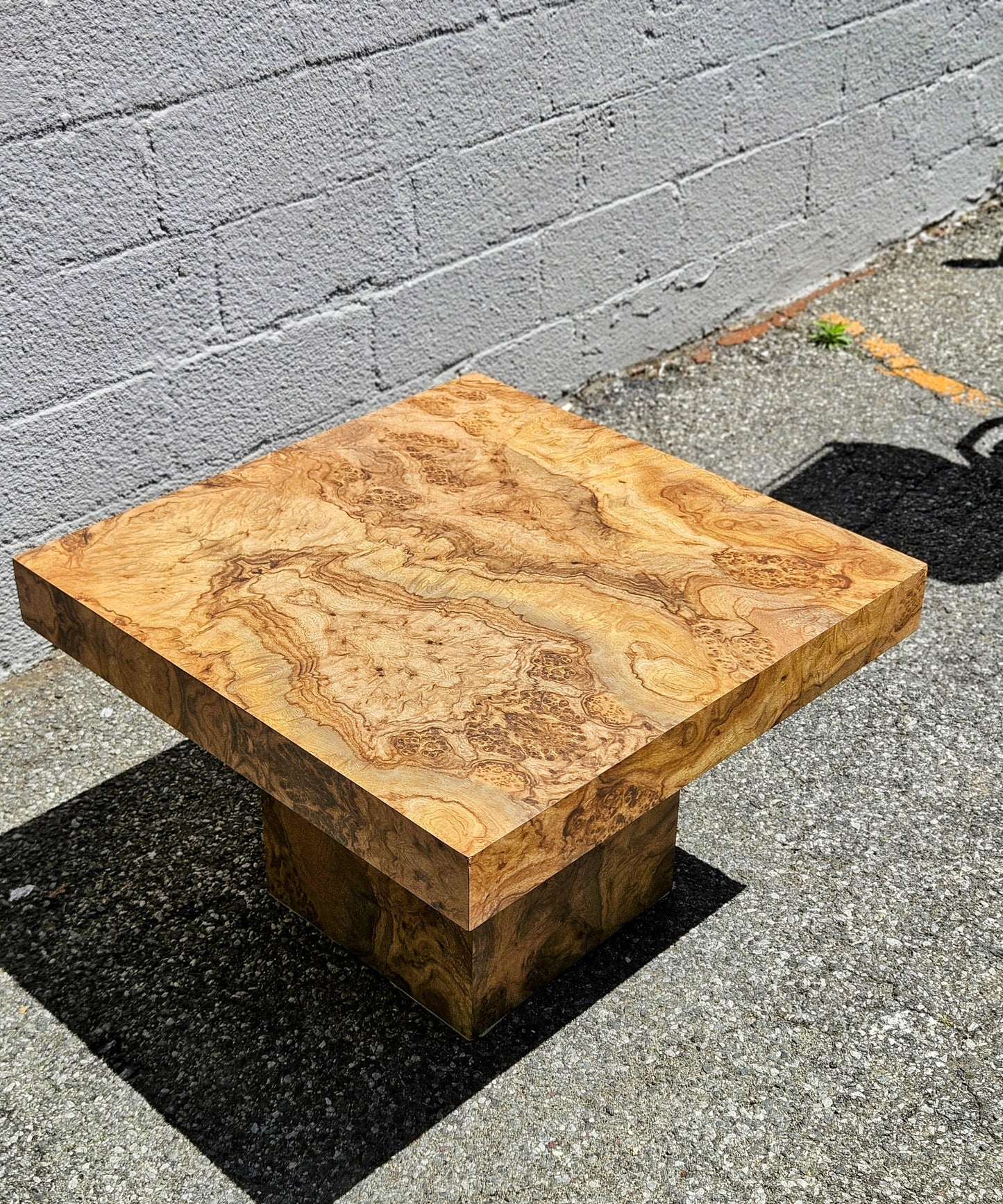 1970's Burlwood Pedestal Table