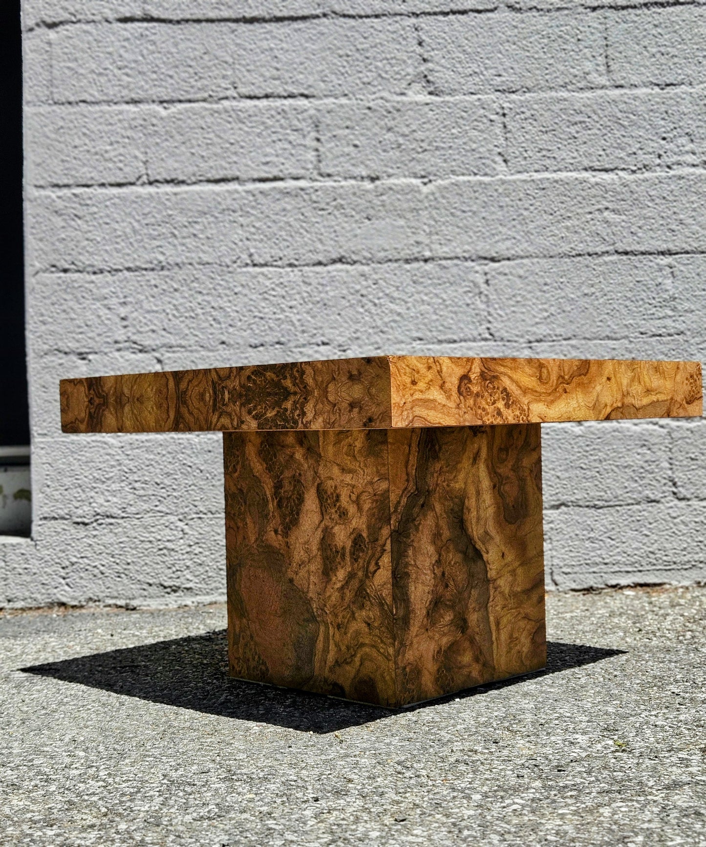 1970's Burlwood Pedestal Table