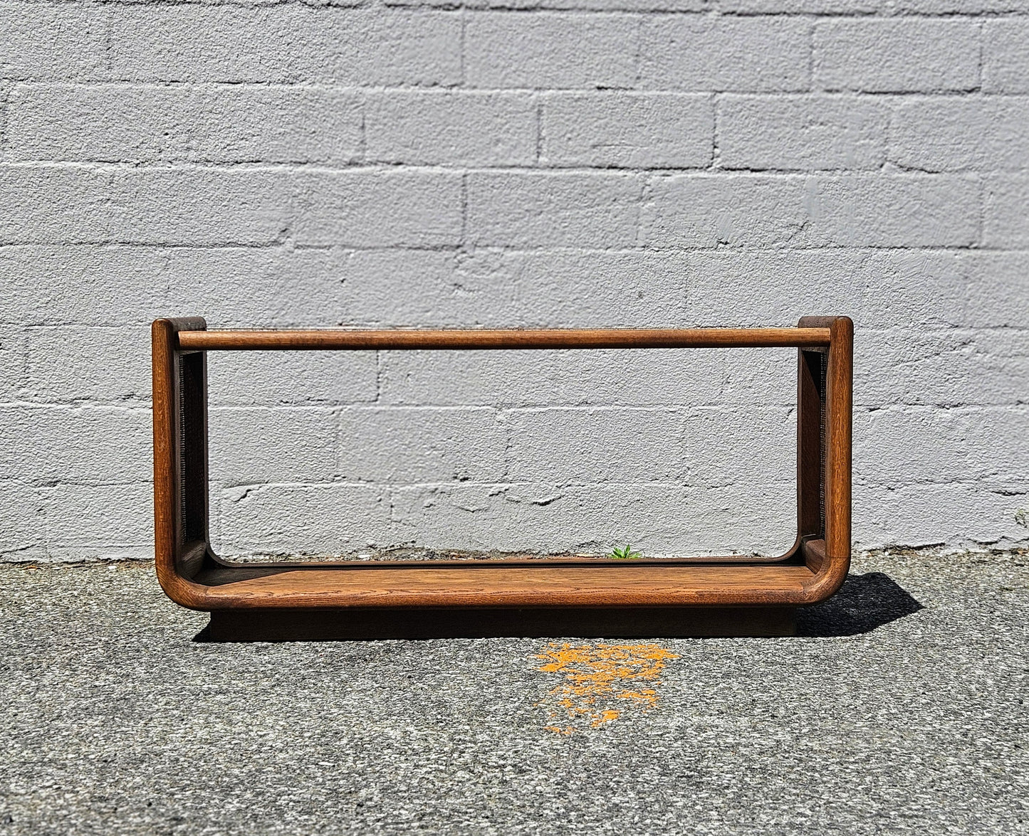 Oak & Rattan Console with Smoked Glass